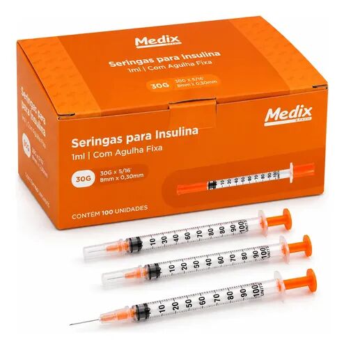 Seringa de Insulina - Medix 1 ml Agulha: 8X0,30MM